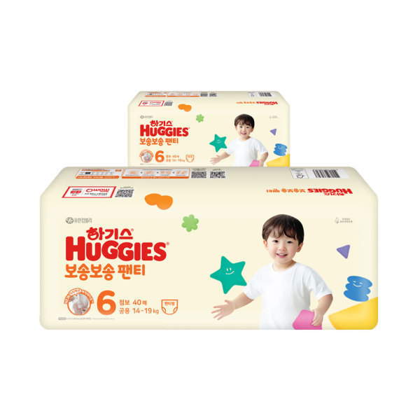 하기스 보송보송 기저귀, 팬티형, 공용, 6단계, 40매, 2팩