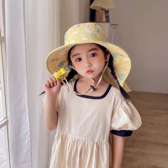 유아 여아 남아 여름 수영 물놀이 비치 큰챙 호루라기 모자 챙모자 선햇, 블루 상세 이미지 4