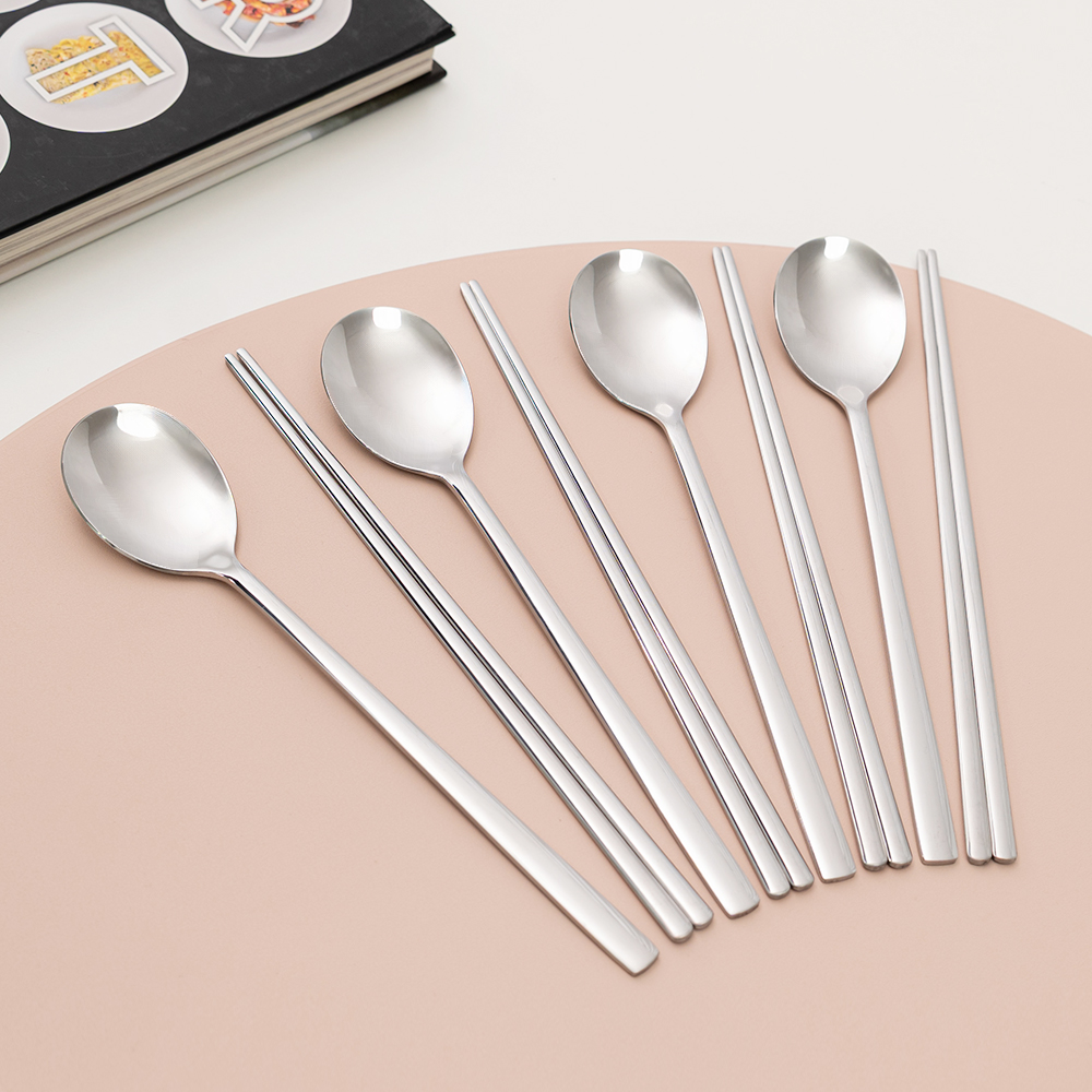 라온누리 베이직 한식 수저세트, 실버, 숟가락+젓가락, 4세트, 1개