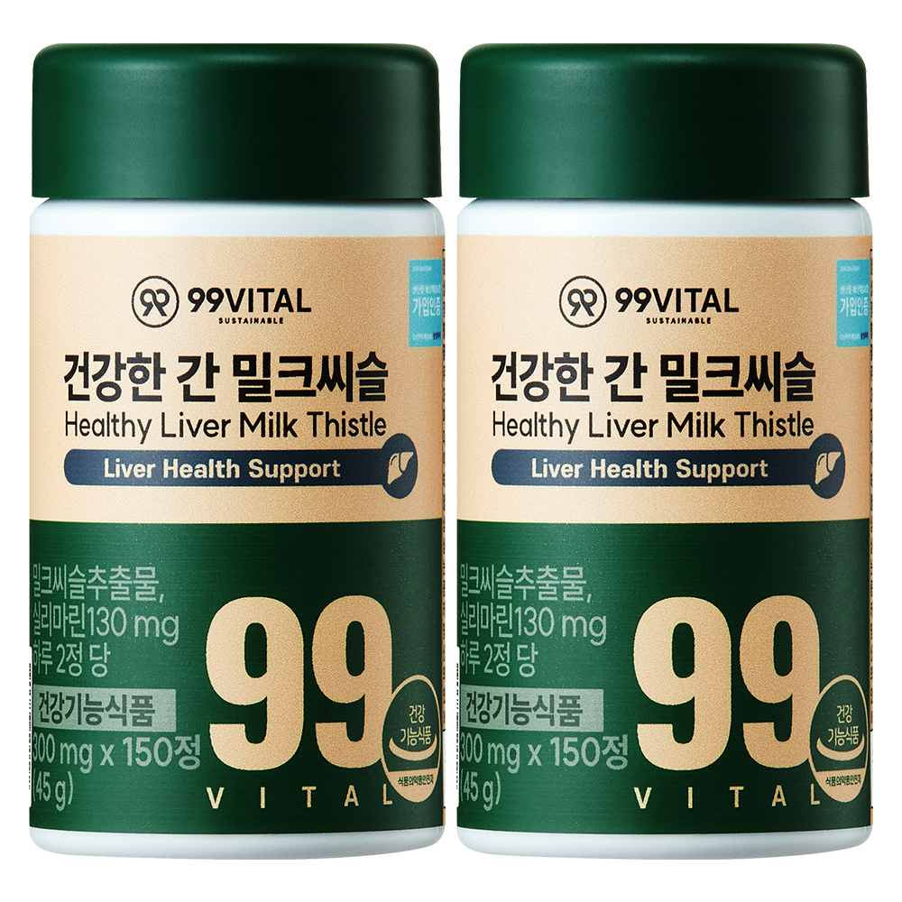 [토스쇼핑] 99VITAL 건강한 간 밀크씨슬, 150정, 2통