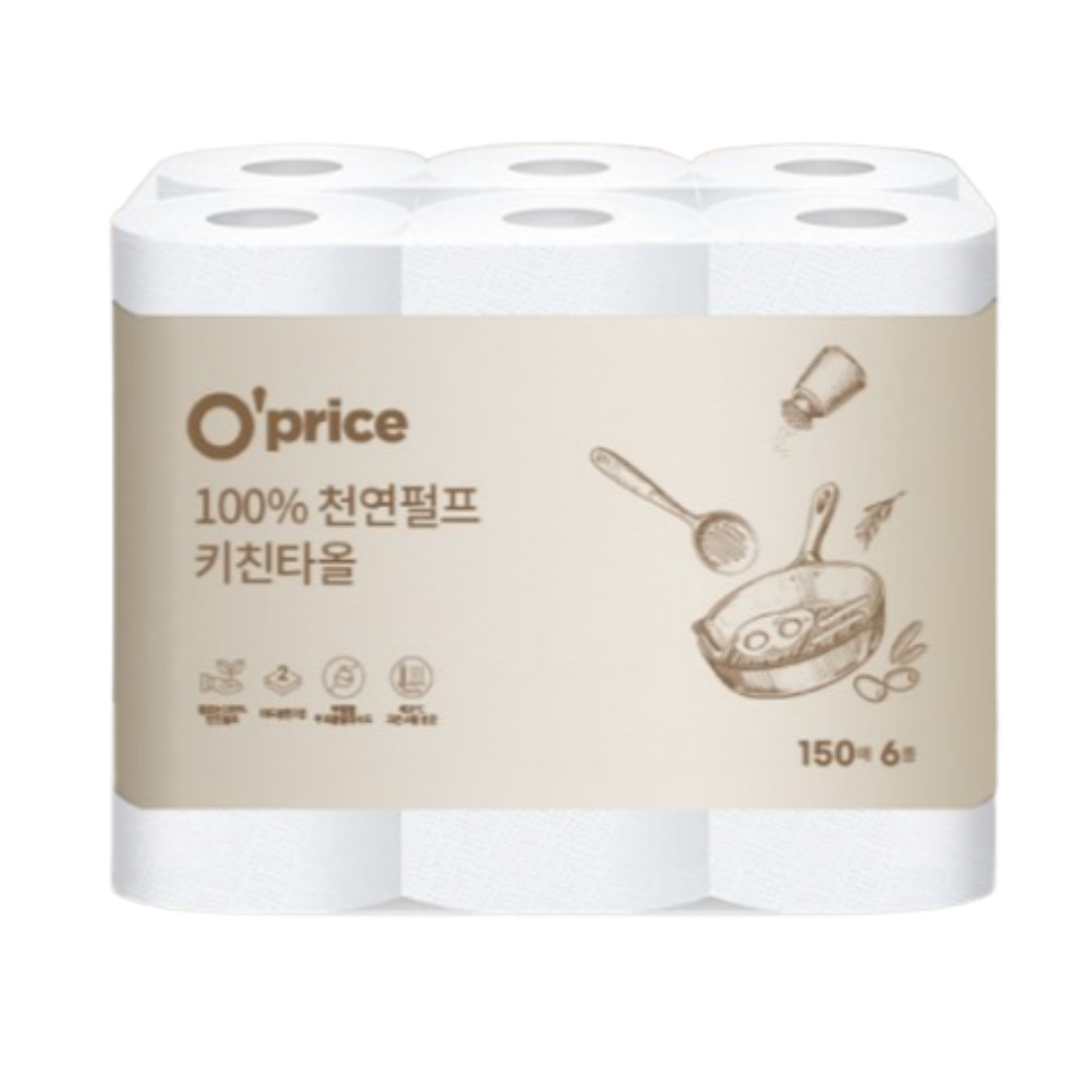 오프라이스 천연펄프 키친타올, 2겹, 150매, 6롤 상세 이미지 2