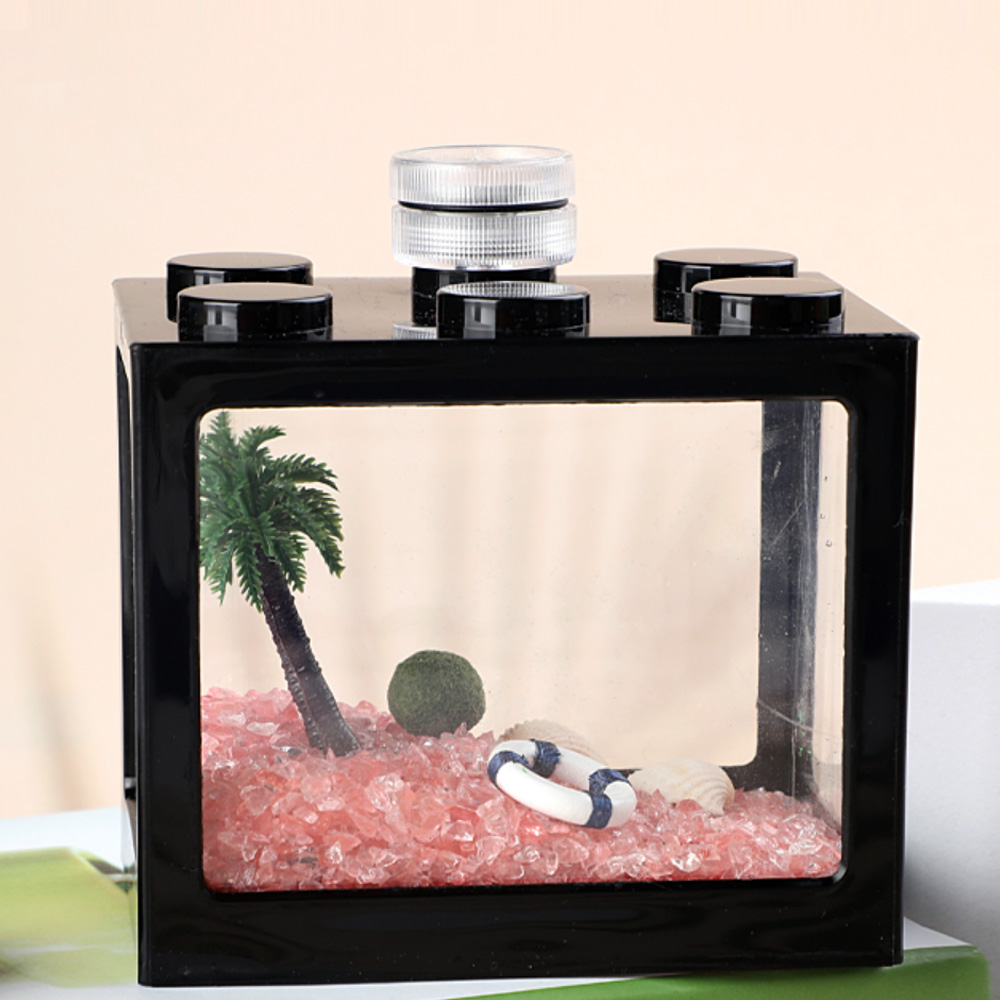 마리모 키우기 세트 DIY 무인도 마리모 led전구포함 6구블럭어항 키트, 1개