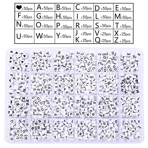 퍼니네일 24칸 비즈세트 이니셜 동그라미, 1200PCS, 1개