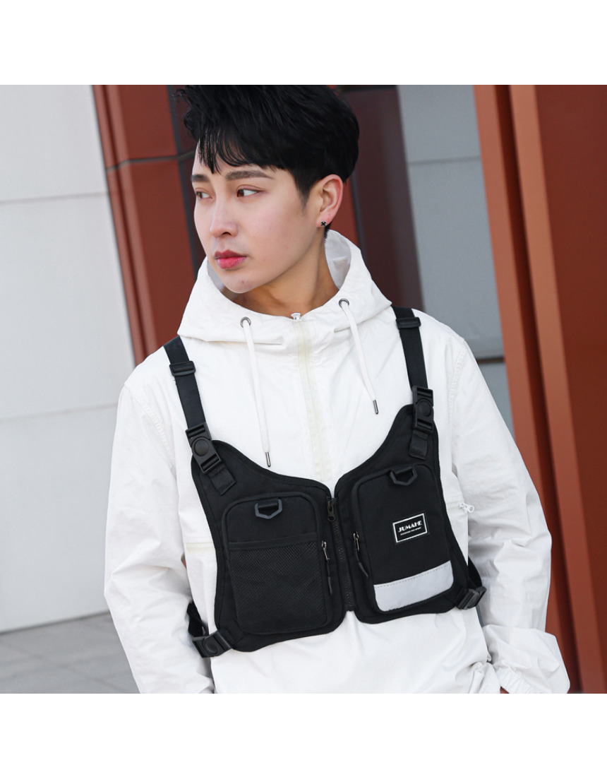 오토바이 배달조끼 지퍼형 라이더 반사 멀티포켓, 블랙, One Size, 1개 상세 이미지 3