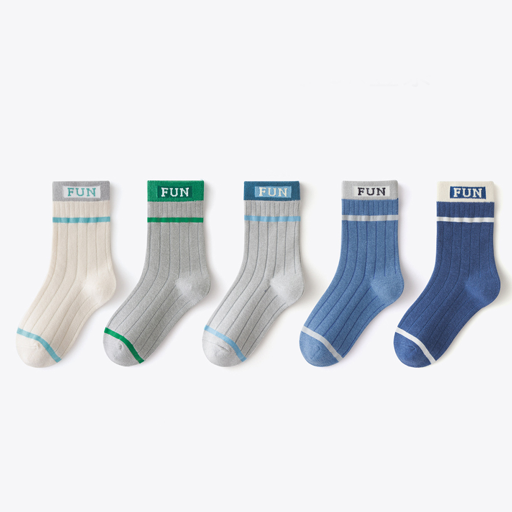 아이뿜 펀타임 주니어 양말 F173, 남아, 혼합색상, XL(9-12세), 5종세트, 1세트