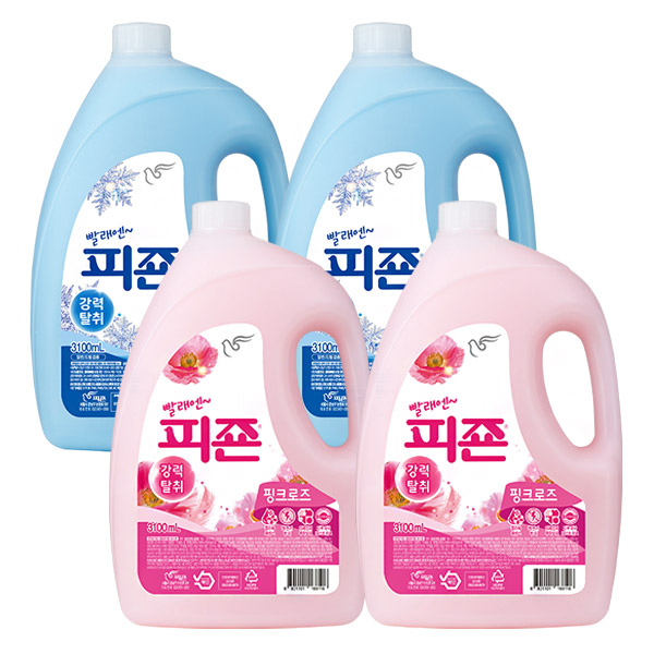 피죤 섬유유연제, 핑크로즈 3.1L 2개 + 블루비앙카 3.1L 2개, 4개