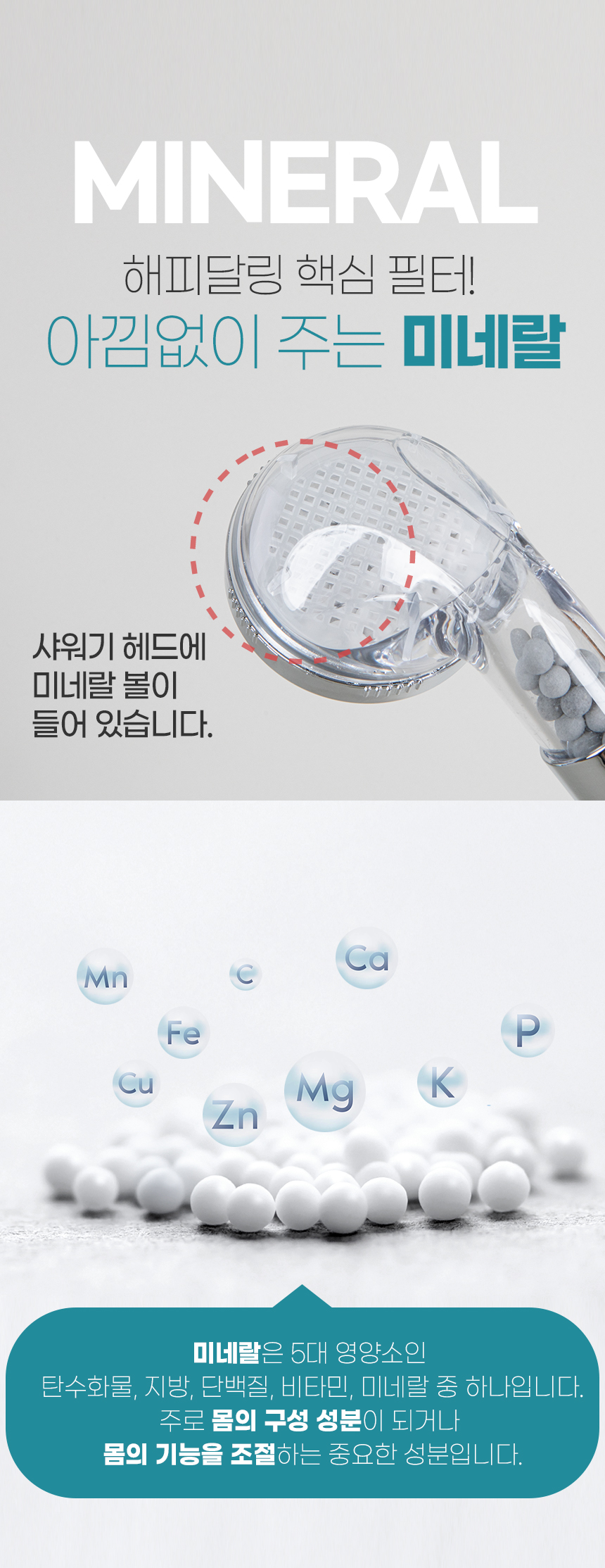 해피달링 미네랄 필터 샤워기, 샤워기, 1개 + 리필, 12개