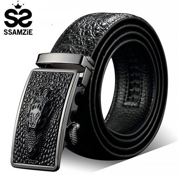 SSAMZIE 쌈지 악어무늬 소가죽 벨트, 블랙, 125cm 상세 이미지 4