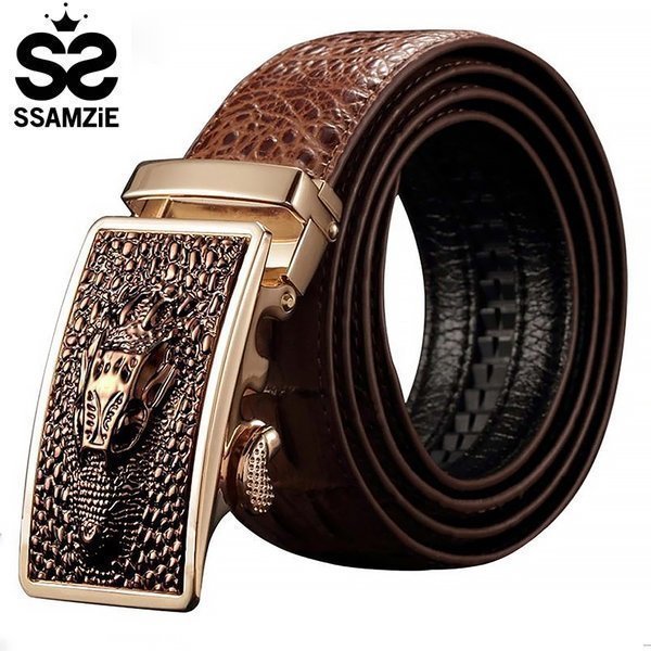 SSAMZIE 쌈지 악어무늬 소가죽 벨트, 블랙, 125cm 상세 이미지 3