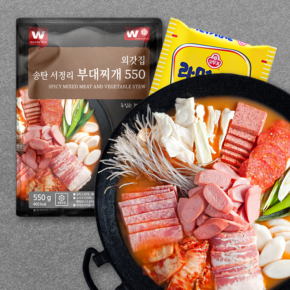 외갓집 송탄 서정리 부대찌개 550, 550g, 3개 + 오뚜기 라면사리, 110g, 1개, 1세트