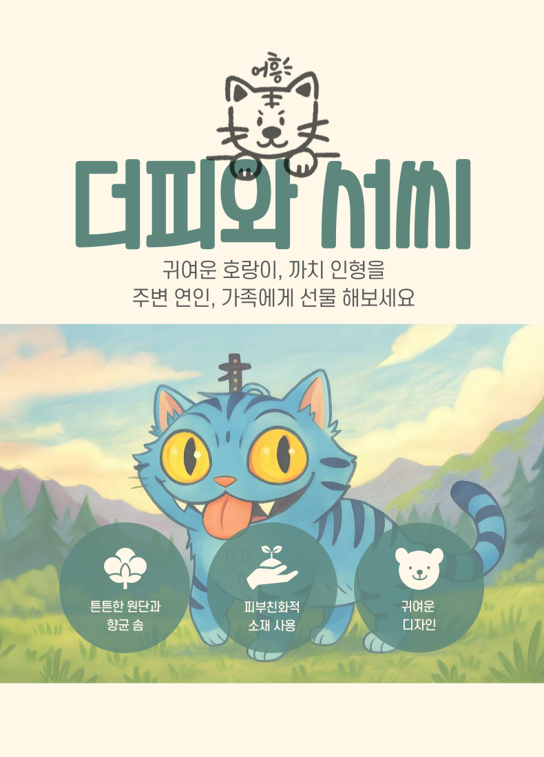 호랑이 인형, 더피 + 서씨, 25cm, 1개 상세 이미지 2