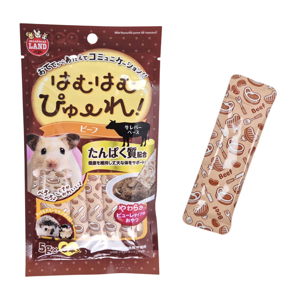 마루칸 하무하무 소고기 퓨레, 햄스터, 소고기, 간식, 5g, 6개, 1개