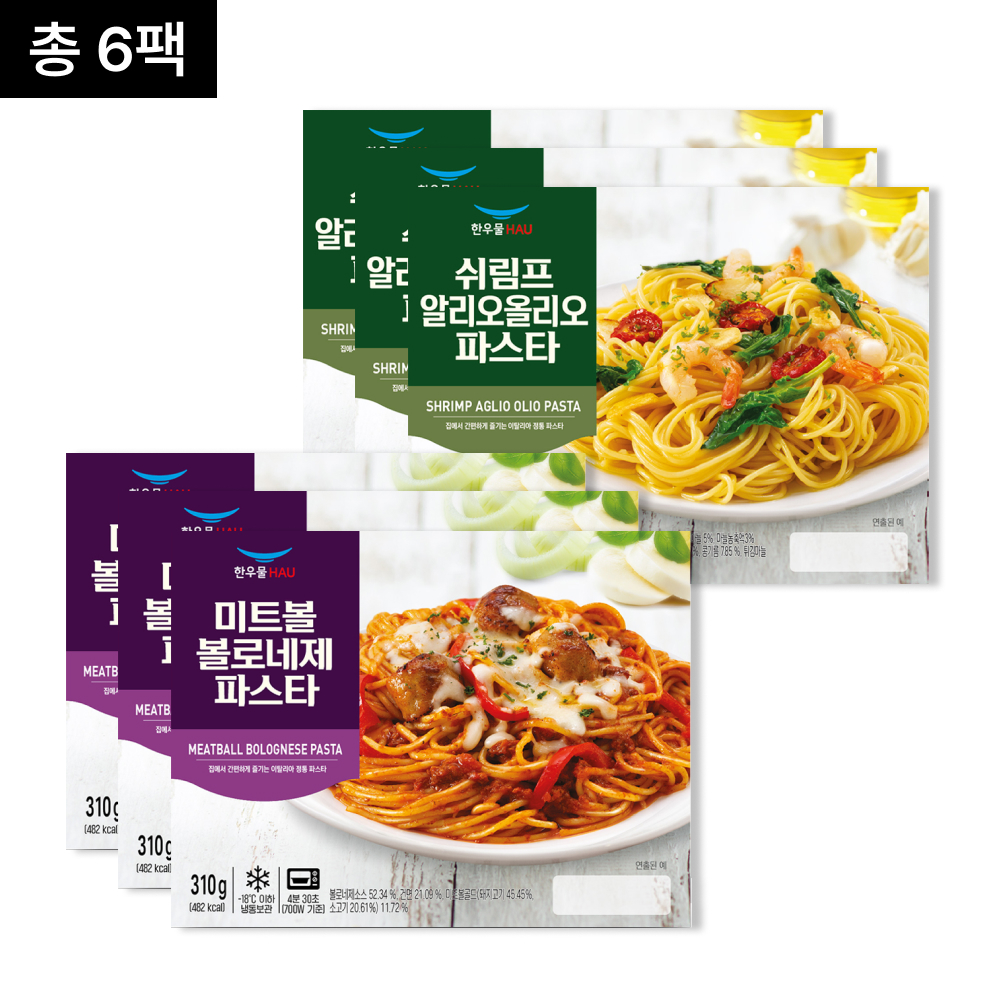 한우물 미트볼 볼로네제 파스타, 쉬림프 알리오올리오 파스타, 310g, 6개
