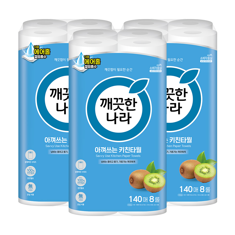 깨끗한나라 아껴쓰는 키친타월, 140매, 8롤, 3팩 상세 이미지 2