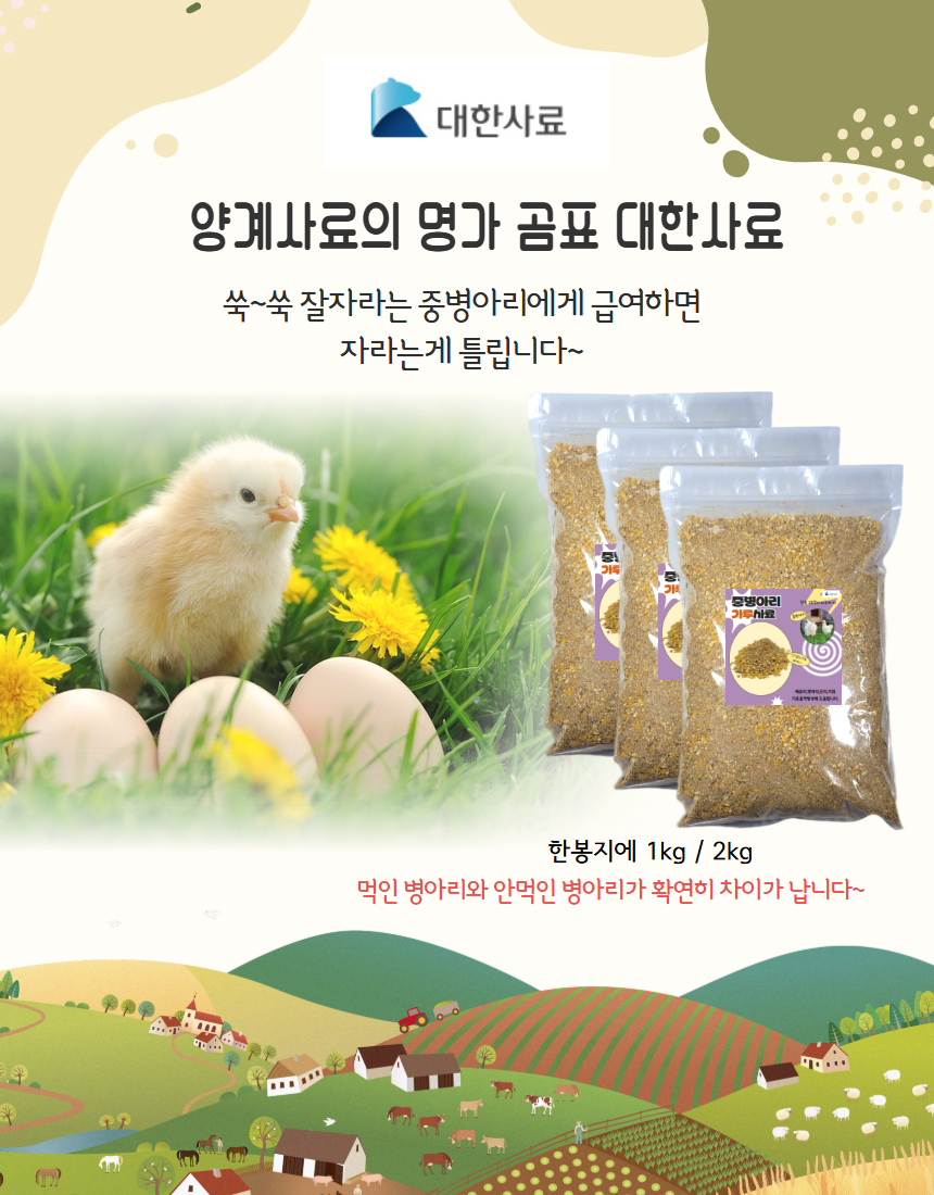대한사료 중병아리 가루사료, 병아리, 2kg, 1개 상세 이미지 2