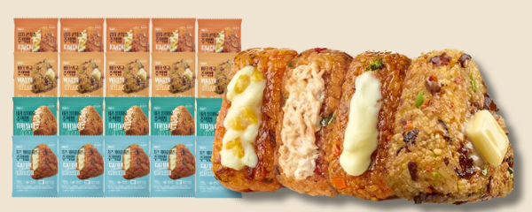 애슐리 주먹밥, 버터 와규 100g 5개 + 케이준 100g 5개 + 참치 마요 100g 5개 + 김치 콘치즈 100g 5개, 20개