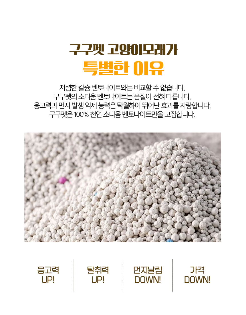 구구펫 고양이 모래, 무향, 벤토나이트, 응고형, 15kg, 1개 상세 이미지 2