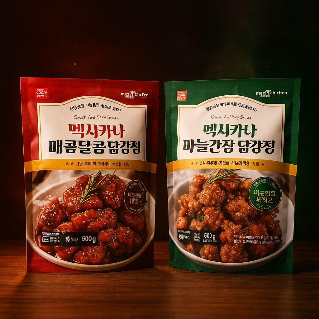 멕시카나 닭강정, 매콤달콤맛, 500g, 1개 + 마늘간장맛, 500g, 1개