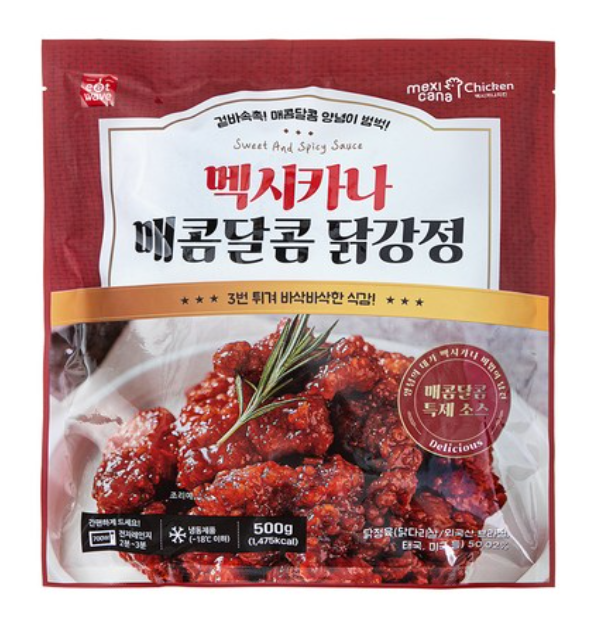 멕시카나 매콤달콤 닭강정, 500g, 2개 + 마늘간장 닭강정, 500g, 1개 상세 이미지 2