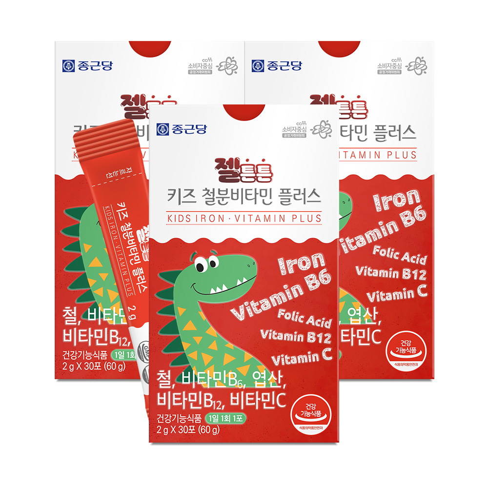 종근당 키즈 철분 비타민 플러스, 2g, 30포, 3개