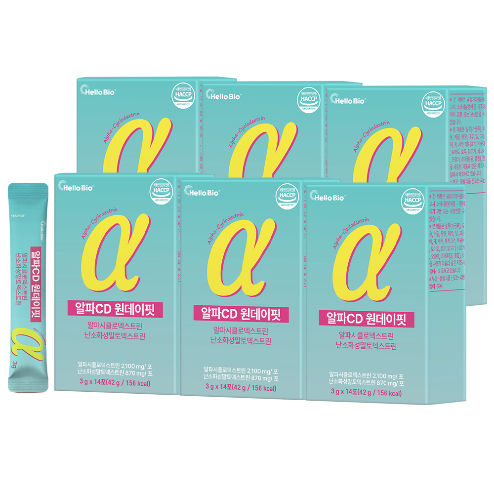 헬로바이오 알파CD 원데이핏 알파시글로덱스트린, 3g, 14포, 6개