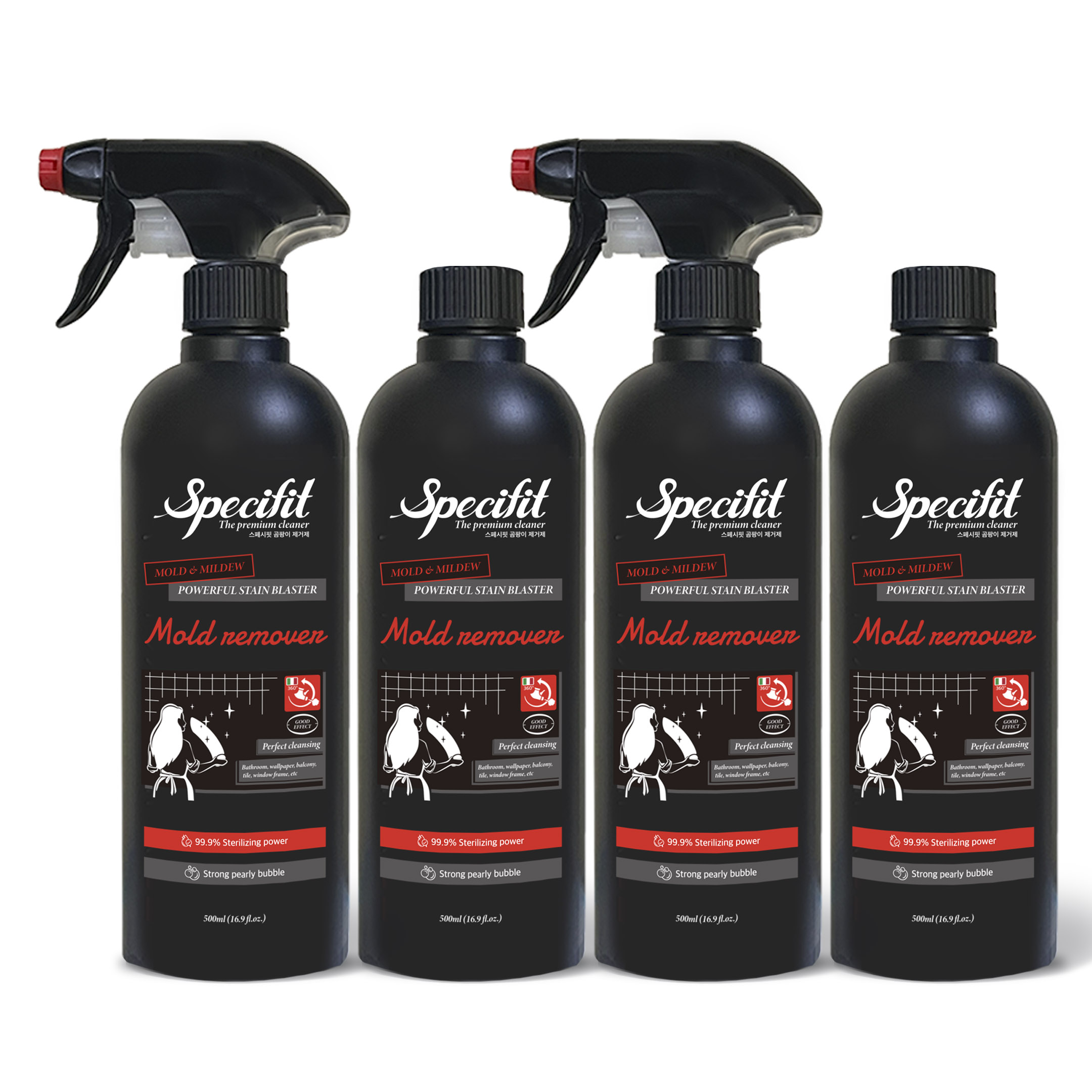 스페시핏 곰팡이 제거제 플러스, 500ml, 4개