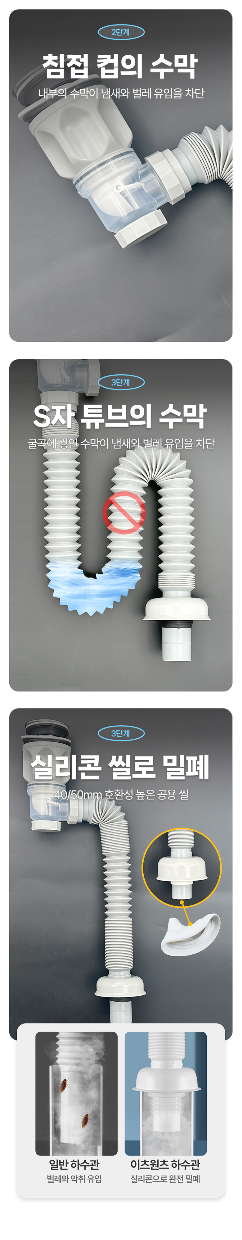 이츠원츠 세면대 배수관 냄새제거 팝업일체형 멀티 트랩, 40-50mm, 1개 상세 이미지 4