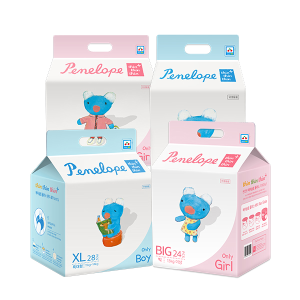페넬로페 씬씬씬 플러스 팬티 기저귀, 여야용, 빅형(Big), 4팩