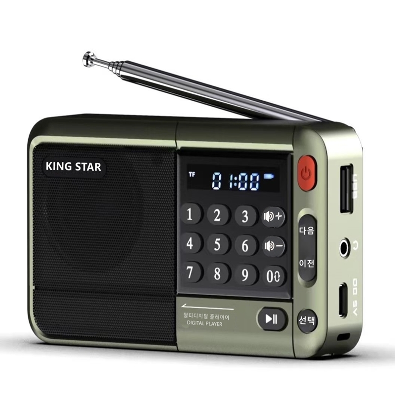 킹스타 효도라디오 K-83+1007곡, 전용 충전기 포함, 그린, 1개