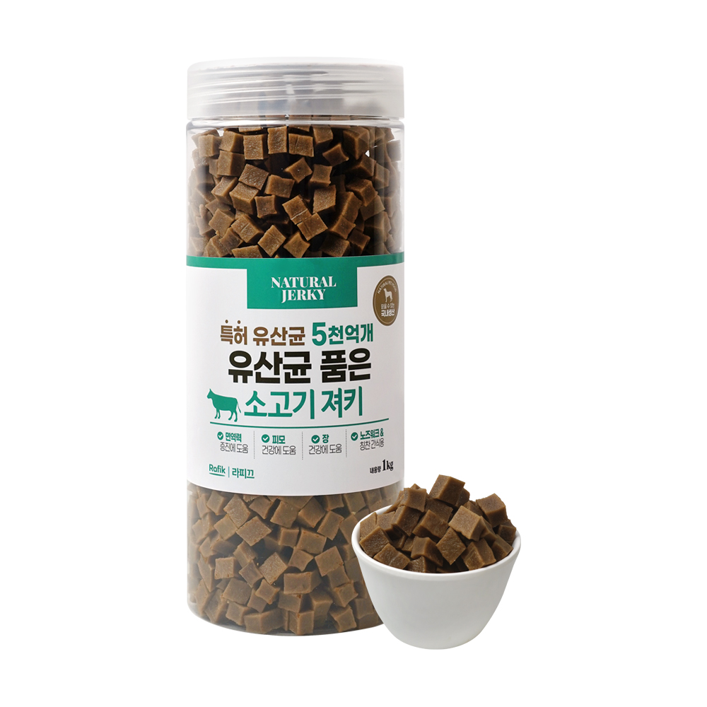 라피끄 강아지 유산균 품은 져키, 소고기, 1kg, 1개 상품 이미지 1