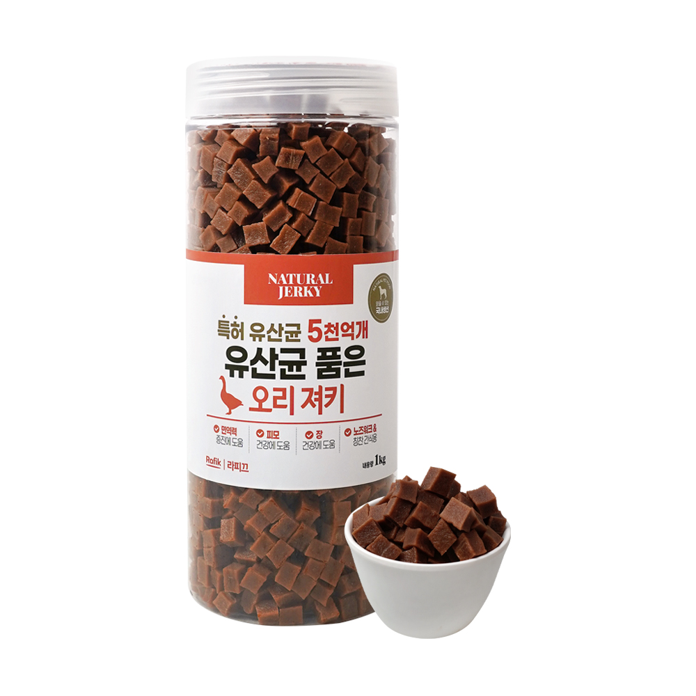라피끄 강아지 유산균 품은 져키, 오리, 1kg, 1개 상품 이미지 1