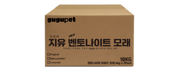 구구펫 벤토나이트 대용량 고양이 모래, 6kg, 3개, 베이비파우더향
