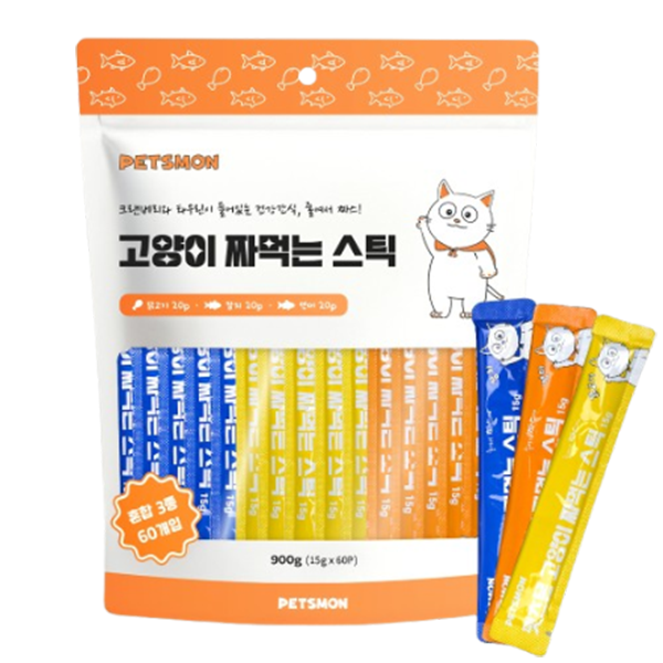 펫츠몬 고양이 짜먹는 스틱, 혼합맛, 15g, 60개입, 1개 상품 이미지 1