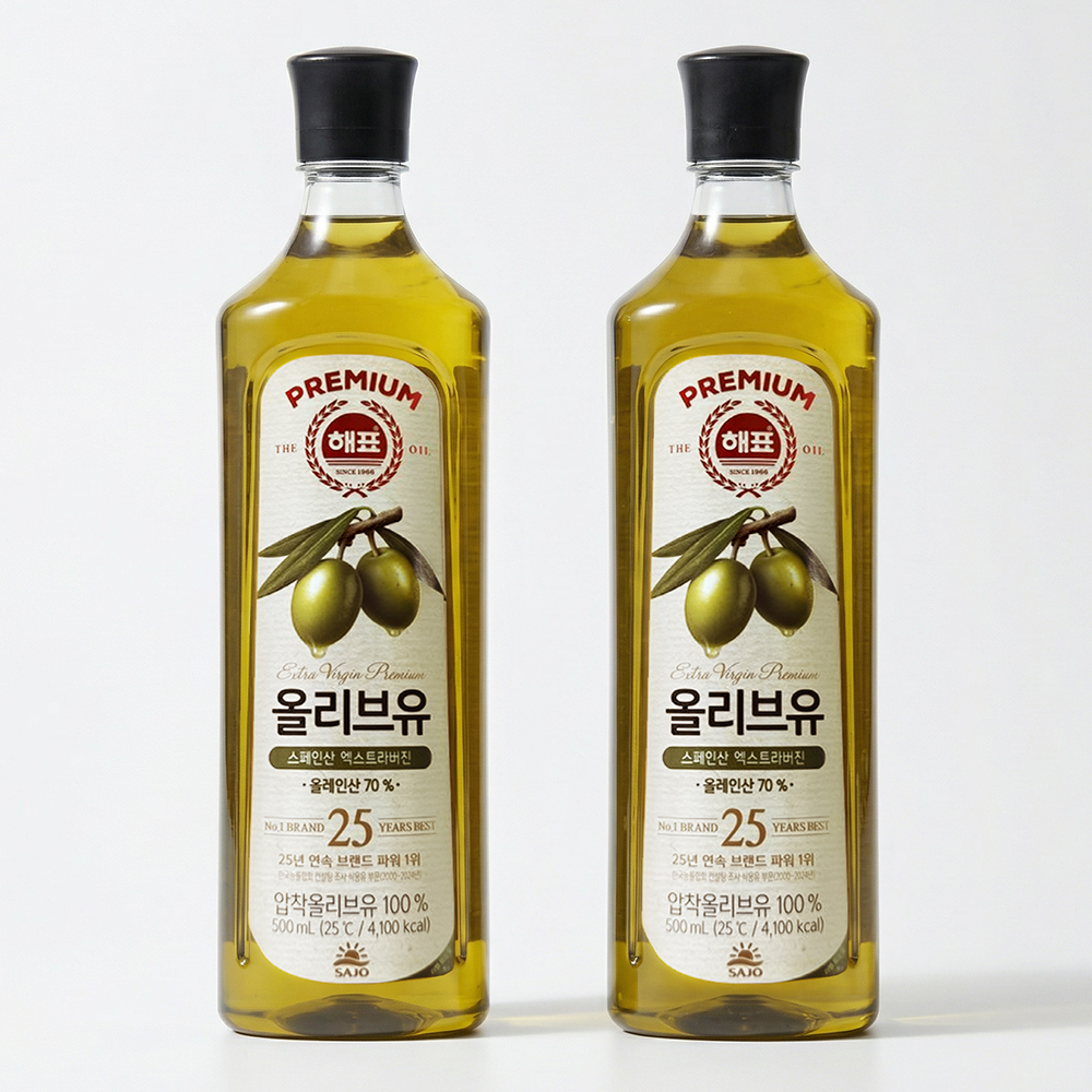 해표 압착올리브유 500ml 2개