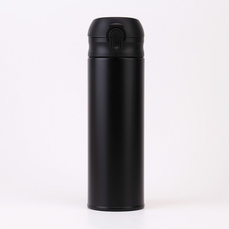 단순생활 원터치 스텐 보온병, 블랙, 480ml, 1개