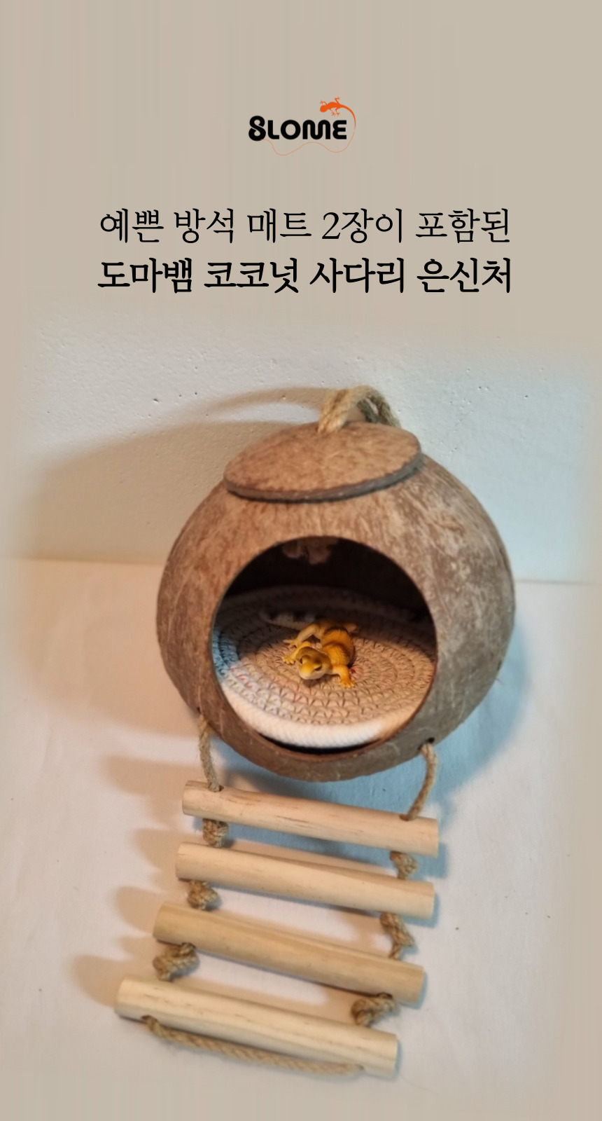 도마뱀 코코넛 사다리 은신처 숨숨집, 내츄럴, 1세트 상세 이미지 5
