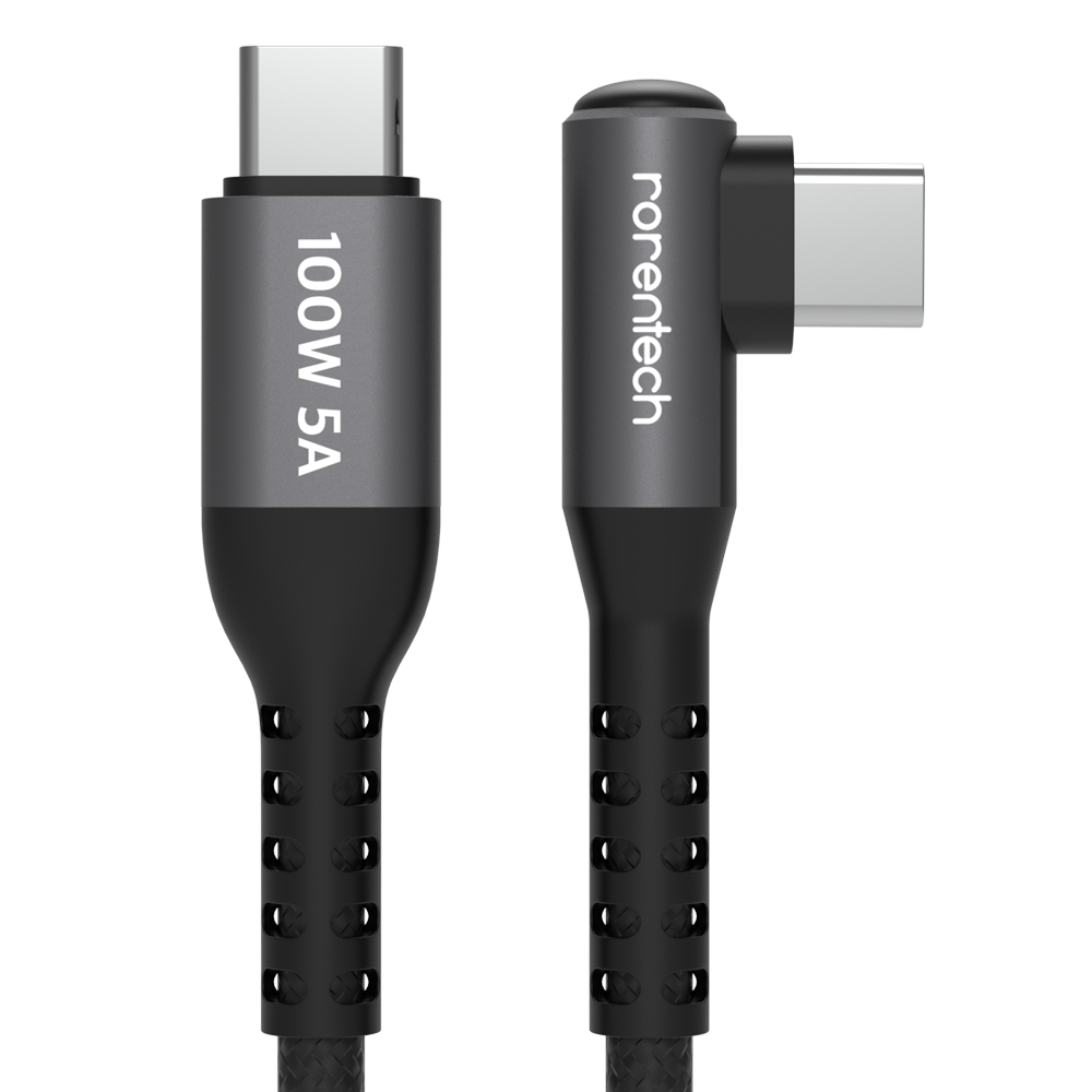 로렌텍 100W 5A C to C PD 초고속충전 케이블 0.5m L자형