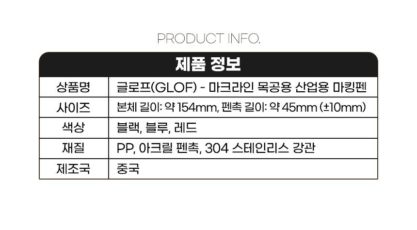 글로프 마크라인 목공용 산업용 마킹펜, 블랙, 5개 상세 이미지 20