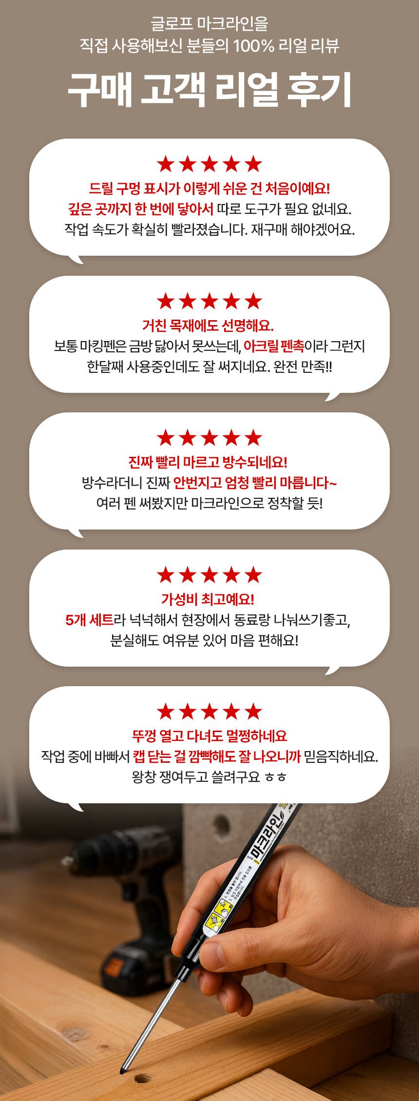 글로프 마크라인 목공용 산업용 마킹펜, 블랙, 5개 상세 이미지 13