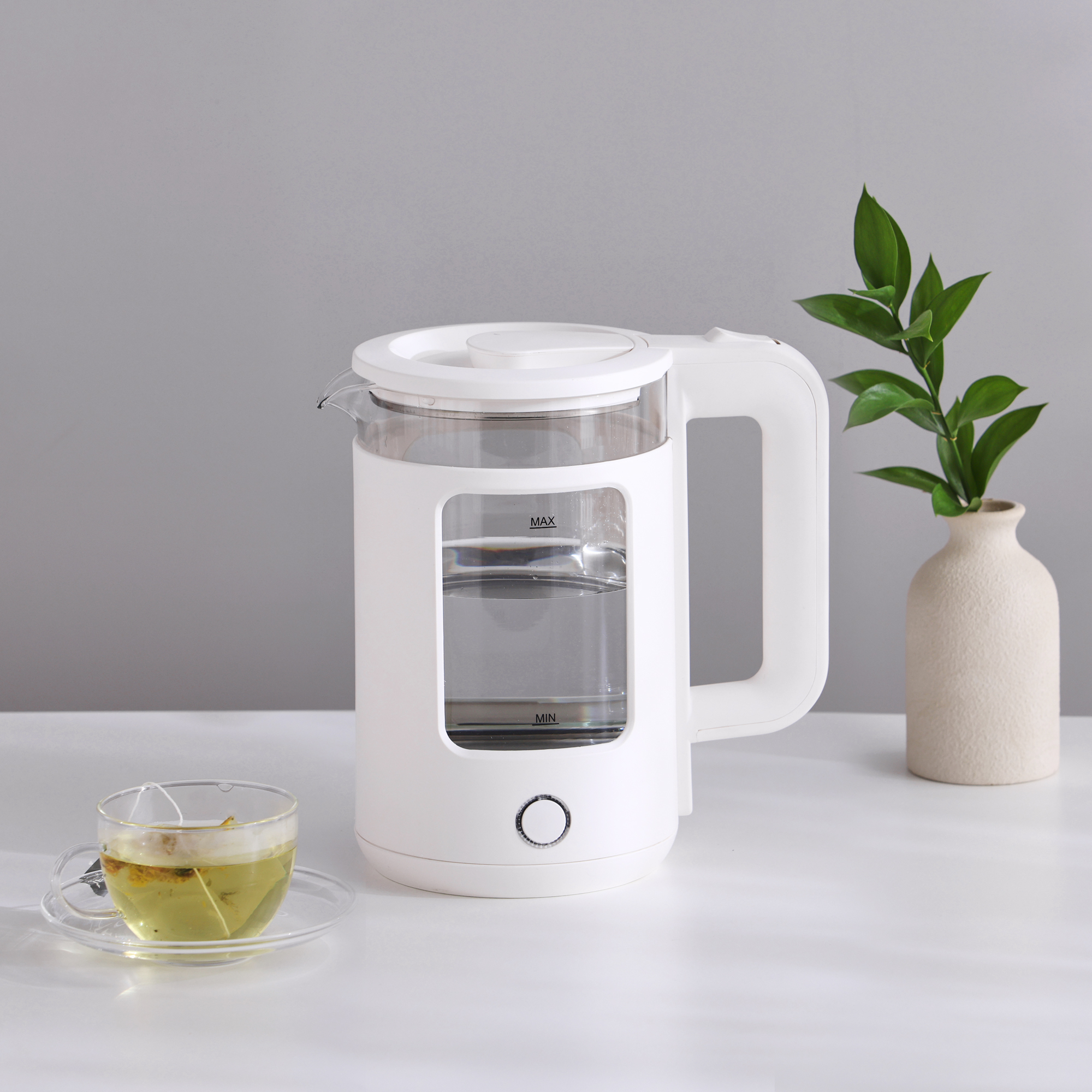 리빙아트 클리어 유리포트, 화이트, 1.5L, 1개