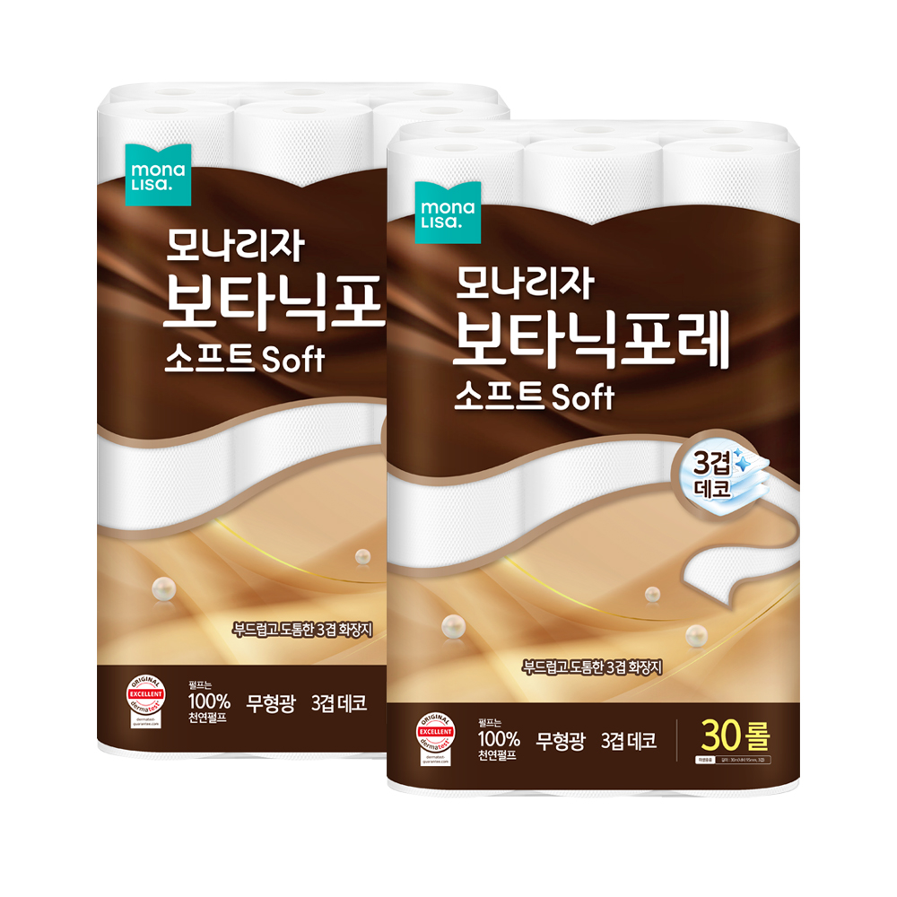 모나리자 보타닉포레 소프트 화장지, 3겹, 30m, 30롤, 2팩 상품 이미지 1