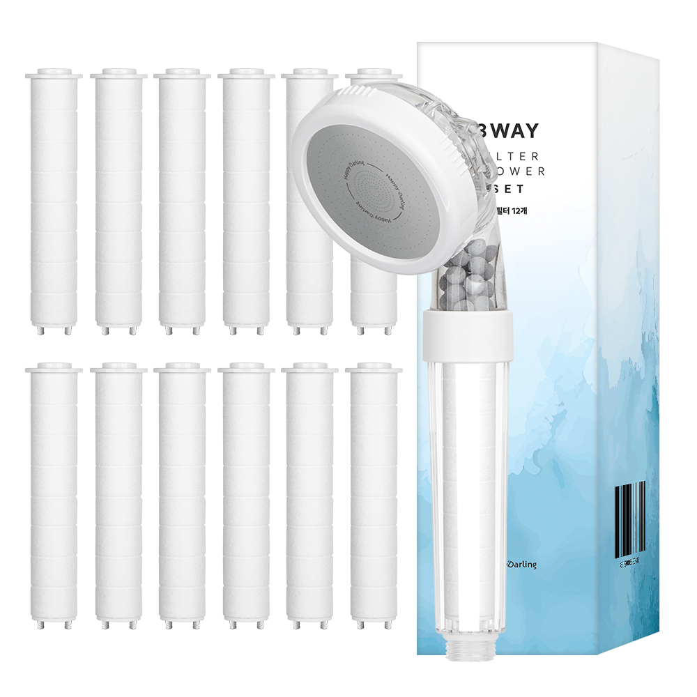 해피달링 3WAY 필터 샤워기, 1개 + 리필 필터, 12개
