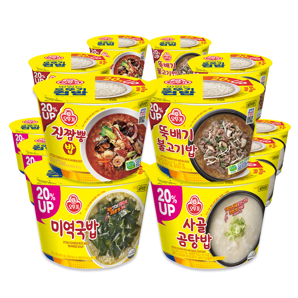 오뚜기 컵밥, 진짬뽕밥 3개 + 뚝배기불고기밥 3개 + 미역국밥 3개 + 사골곰탕밥 3개, 12개 상품 이미지 1