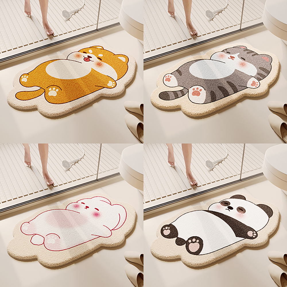 [토스쇼핑] 포근 발밑 동물 발매트, 60cm x 40cm, 시바견 1개 + 랜덤 1개, 2개