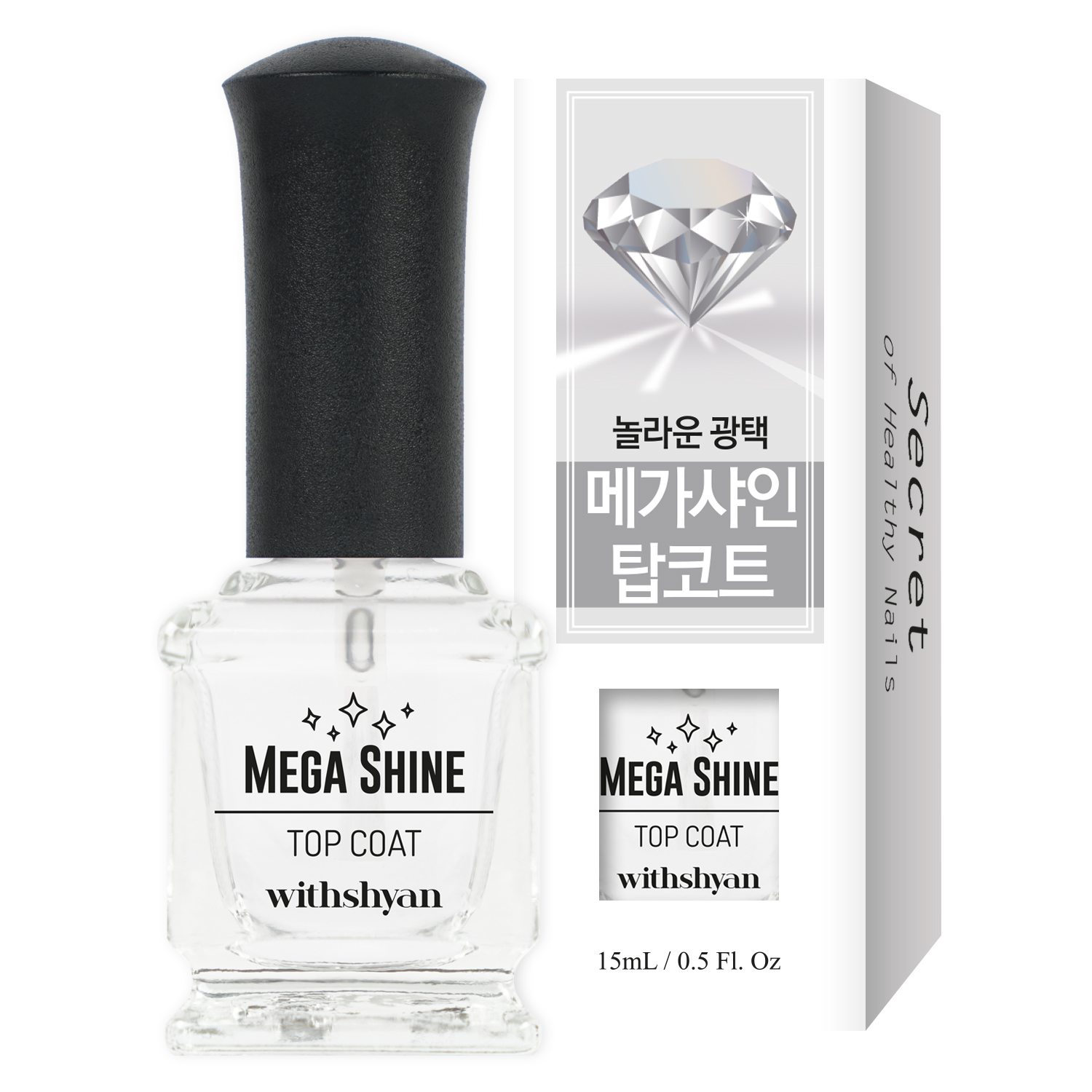 위드샨 메가 샤인 탑코트, 투명, 15ml, 1개