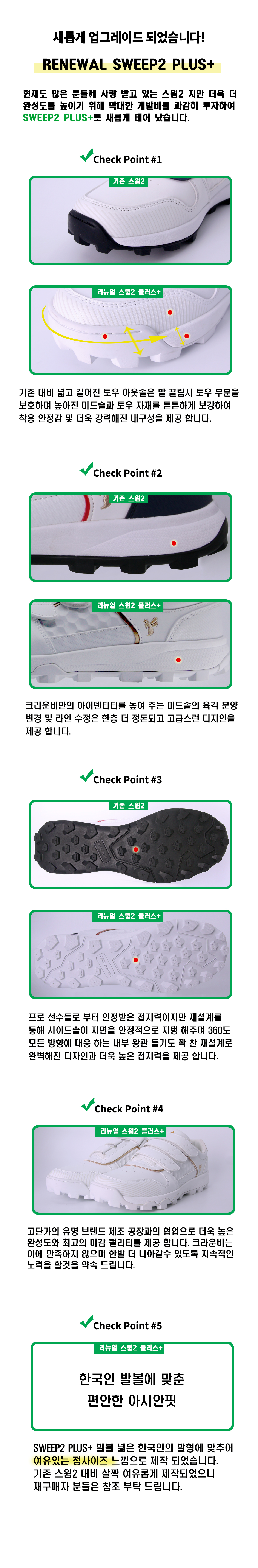 크라운비 스윕2 플러스 인조잔디화 야구화, 블랙화이트, 270mm, 1개 상세 이미지 4