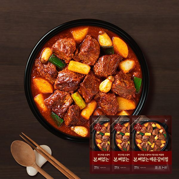 [토스쇼핑] 본죽 본 뼈없는 매운 소갈비찜, 700g, 3팩(36,900원/무료)