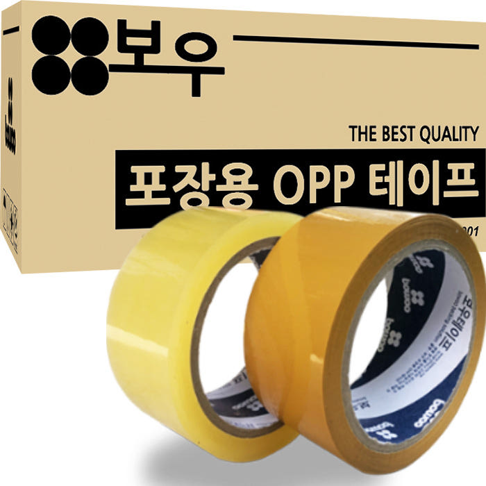 보우 OPP 박스테이프, 경포장용, 황색, 80m, 40개