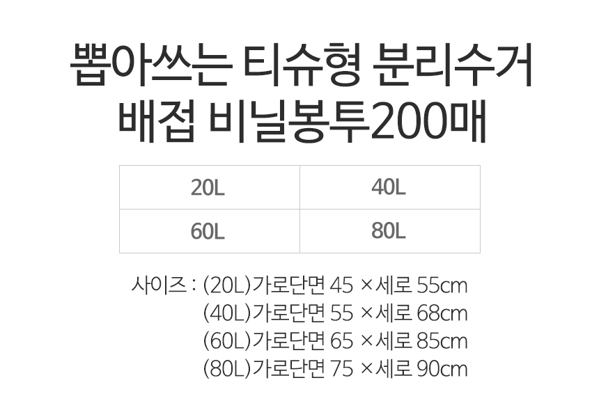 네이쳐리빙 뽑아쓰는 티슈형 분리수거 배접 비닐봉투, 60L, 100매 상세 이미지 1