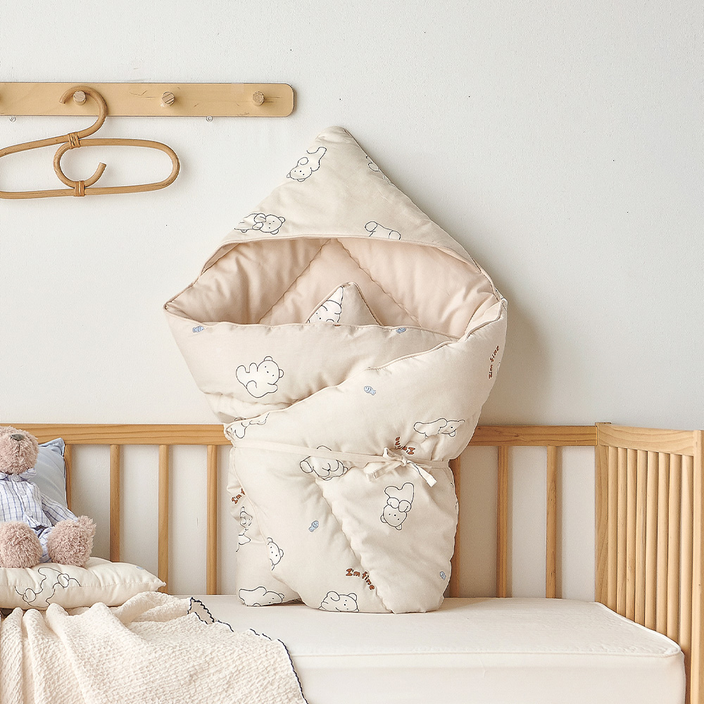 쁘리엘르리틀 에디 순면 아기 겉싸개, 베이지, 90x90, 1개